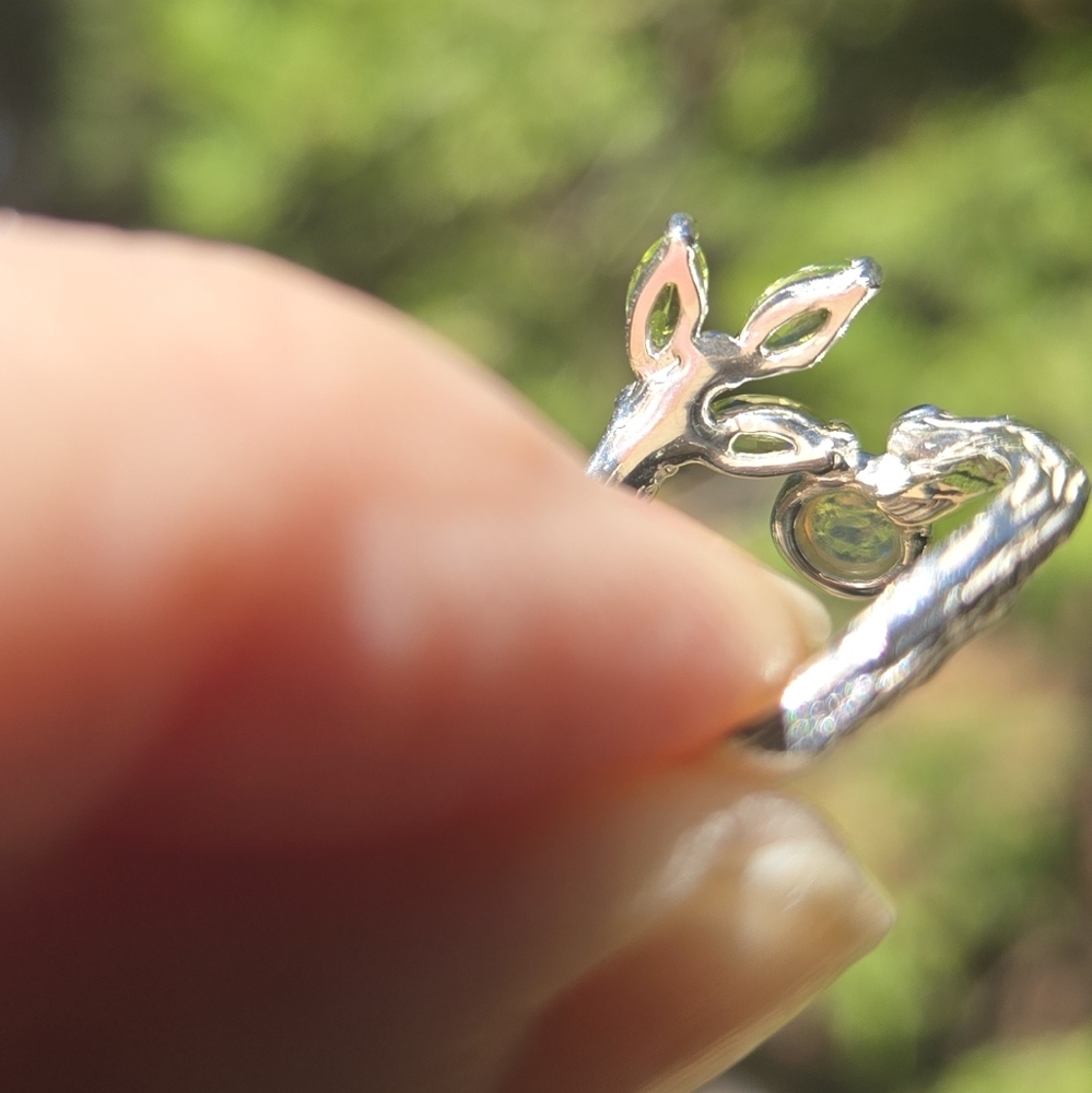 HOST PICK! 🎉🎊 Opal Peridot & Rhodalite Sterling & White Gold Ring Sz5 - Picture 6 of 7